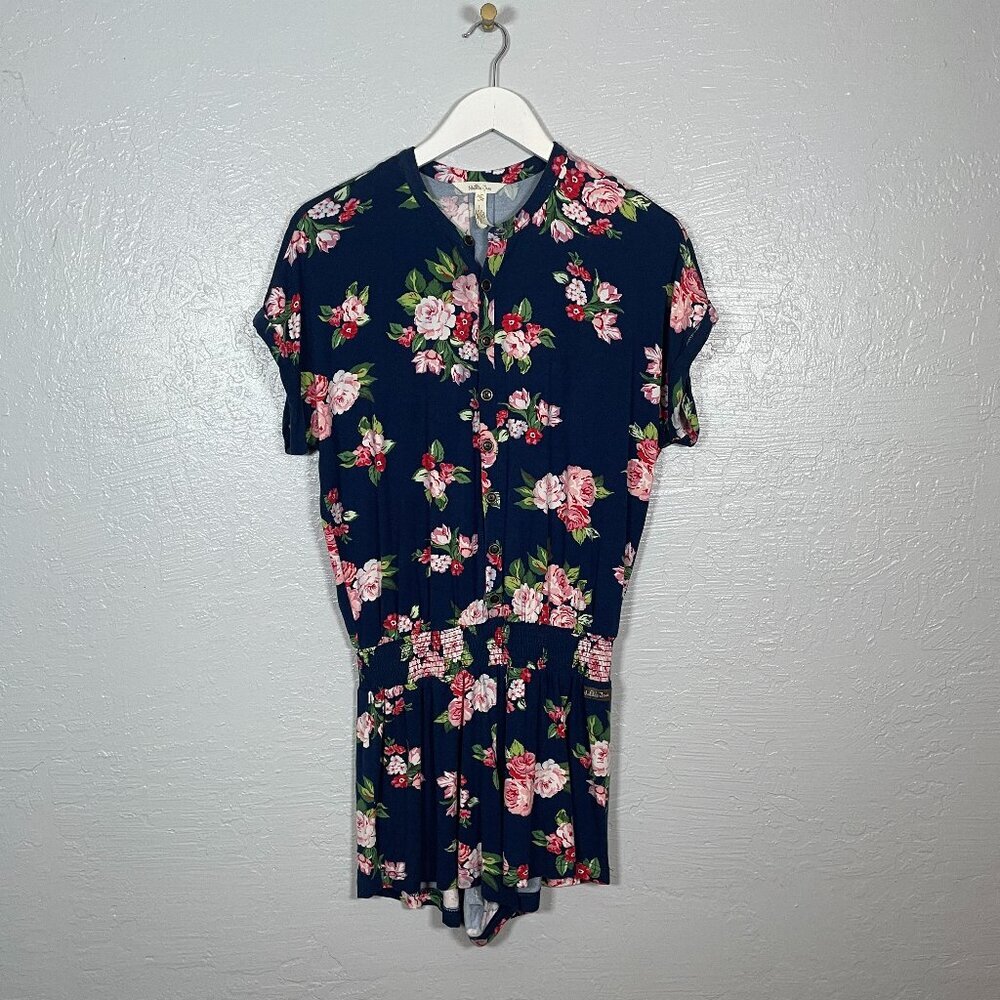 Matilda Jane Women XS Blue Floral Brilliant Daydream Be Bold Romper Stretch